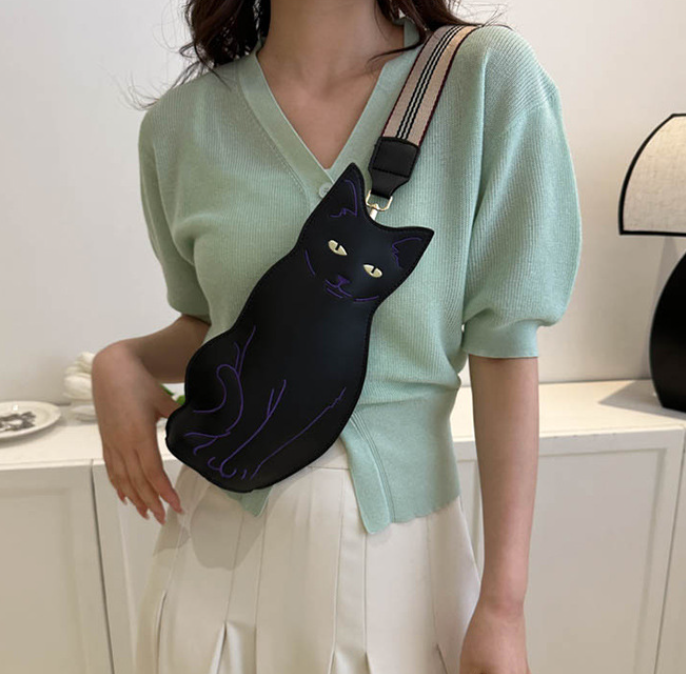 Cute Cat Chest Bag Open
