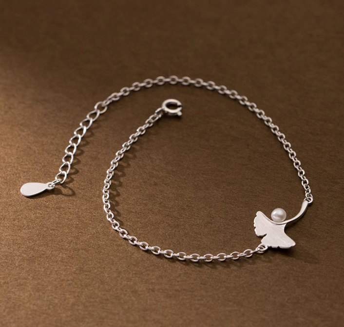 S925 Silver Ginkgo Leaf Bracelet