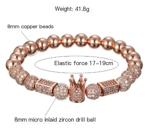 Elastic Copper Bead Bracelet - Rose Gold