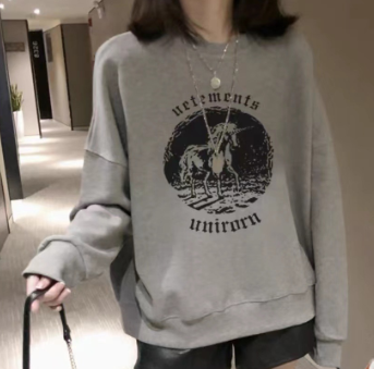 Women's Casual Round Neck Niche Print Pullover Sweater