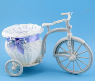 Small Rattan-Style Plastic Flower Cart - Purple