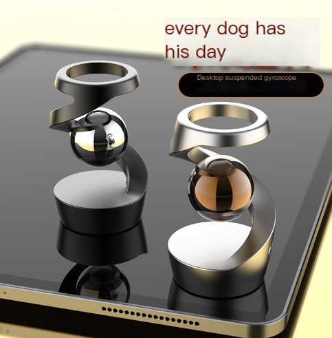 Desktop Rotating Gyro Finger Fidget Spinner Toy All Aluminum Alloy Spinning Gyro Silver Metallic Accents for Adult Gift image