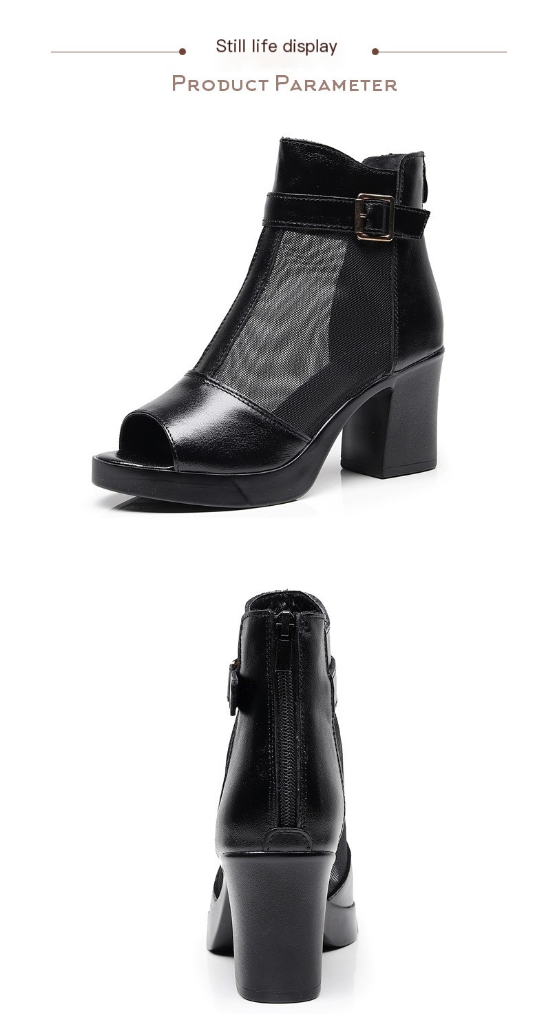 Stylish black leather sandals
