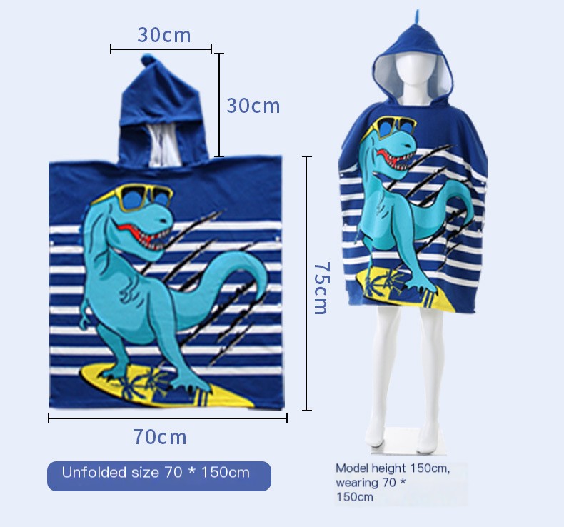 Microcredit Explosions Large Children's Bath Towel Cloak Reactive Printing Hooded Bathrobe Cloak Absorbent Quick-drying Wearing Bath Towel