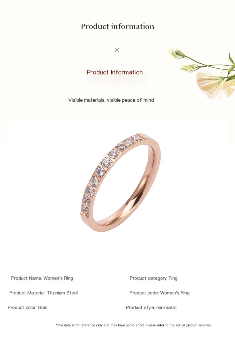 3MM Stainless Steel Zircon Ring 1