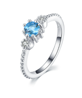 Blue Diamond Ring Silver