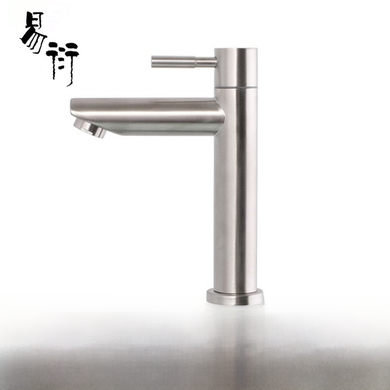 Single cold faucet stainless steel brushed basin faucet single hole laundry sink basin basin faucet wholesale image