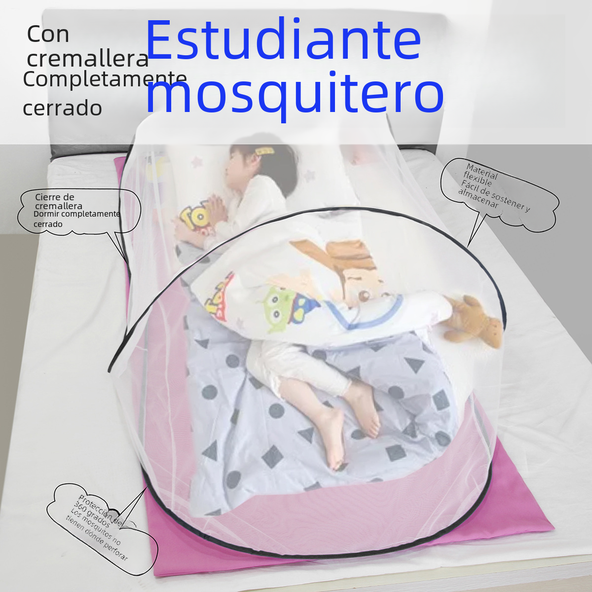 Single Student Dormitory Travel Camping Anti-mosquito Free Installation Foldable Portable Large Space Encryption Mesh Mosquito Net image