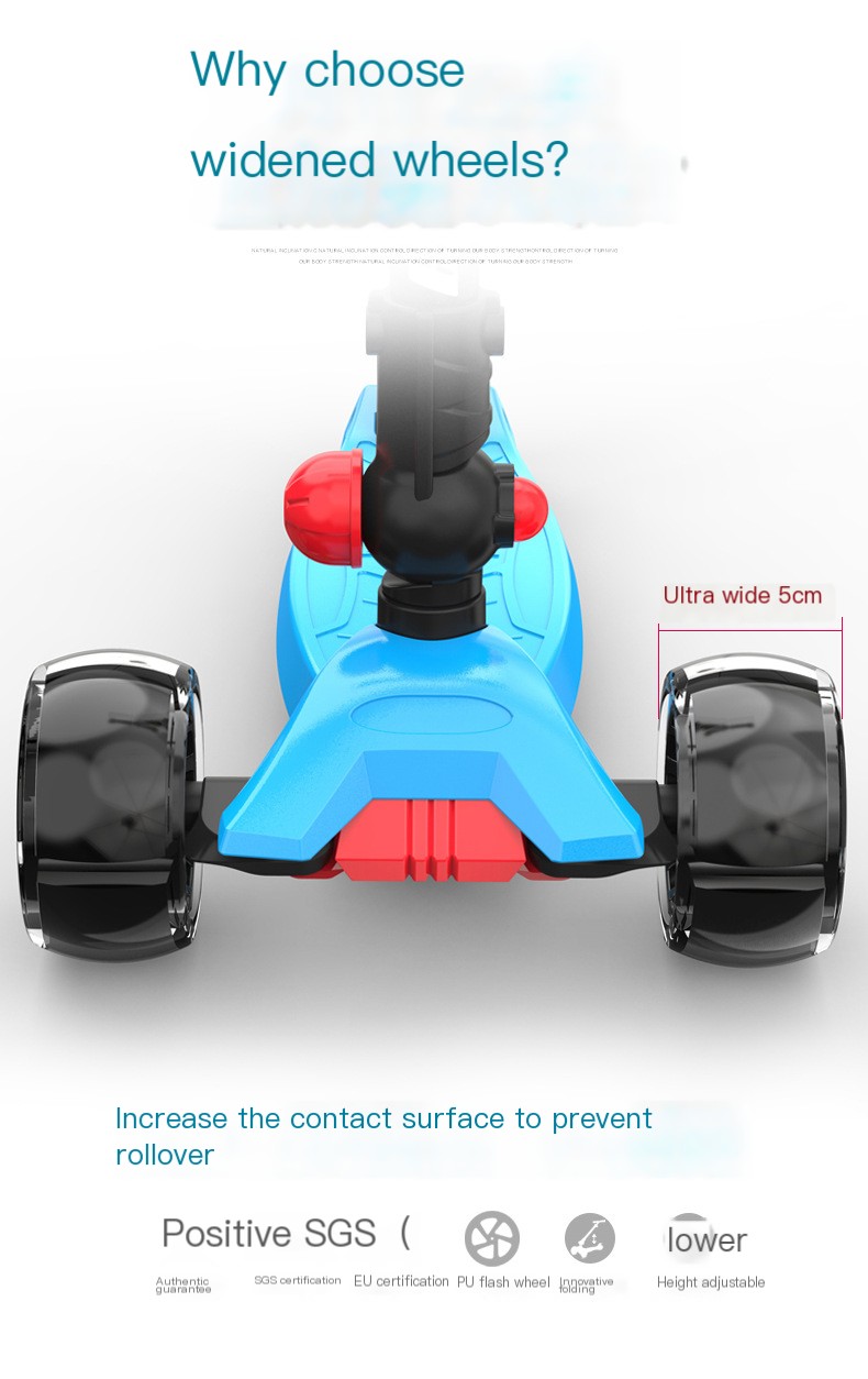 Swiss surfing children folding scooter boys and girls graffiti wide wheel scooter three four-wheel flash pulley