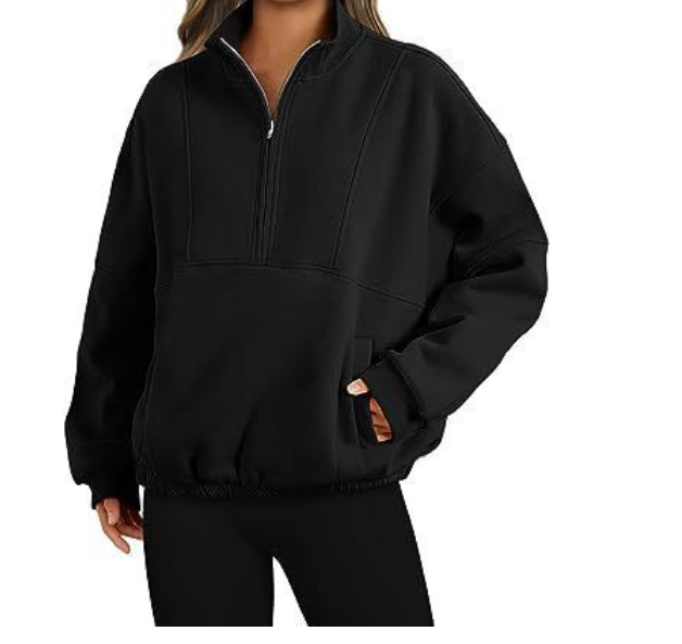 Half Zip Dropped Shoulder Sweatshirt Style