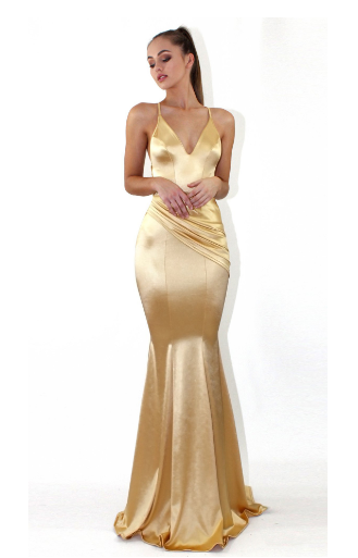 Gold Evening Dress Front View