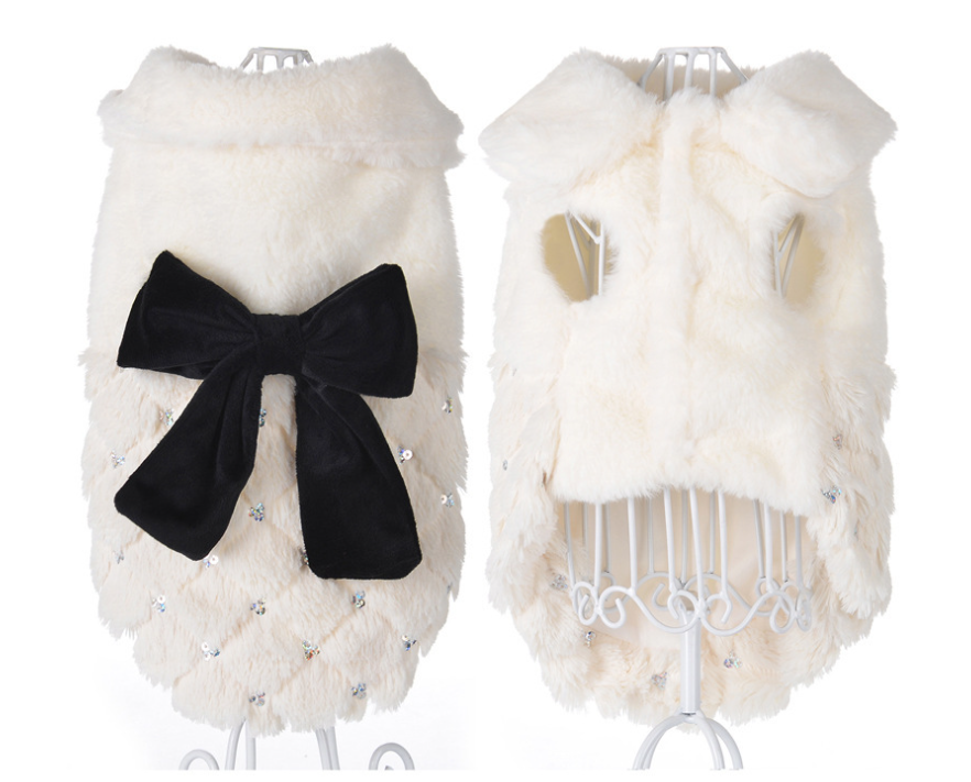 Close-up of Plush Coat with Bowknot