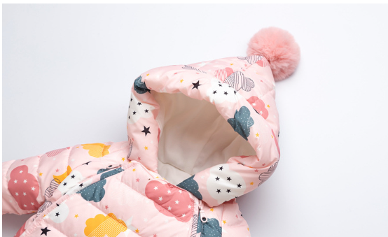 New Baby Down Jacket Jumpsuit Winter Baby Boys and Girls Thickened Ha-ha Clothes Newborn Outfit Foot Holding Clothes Korean