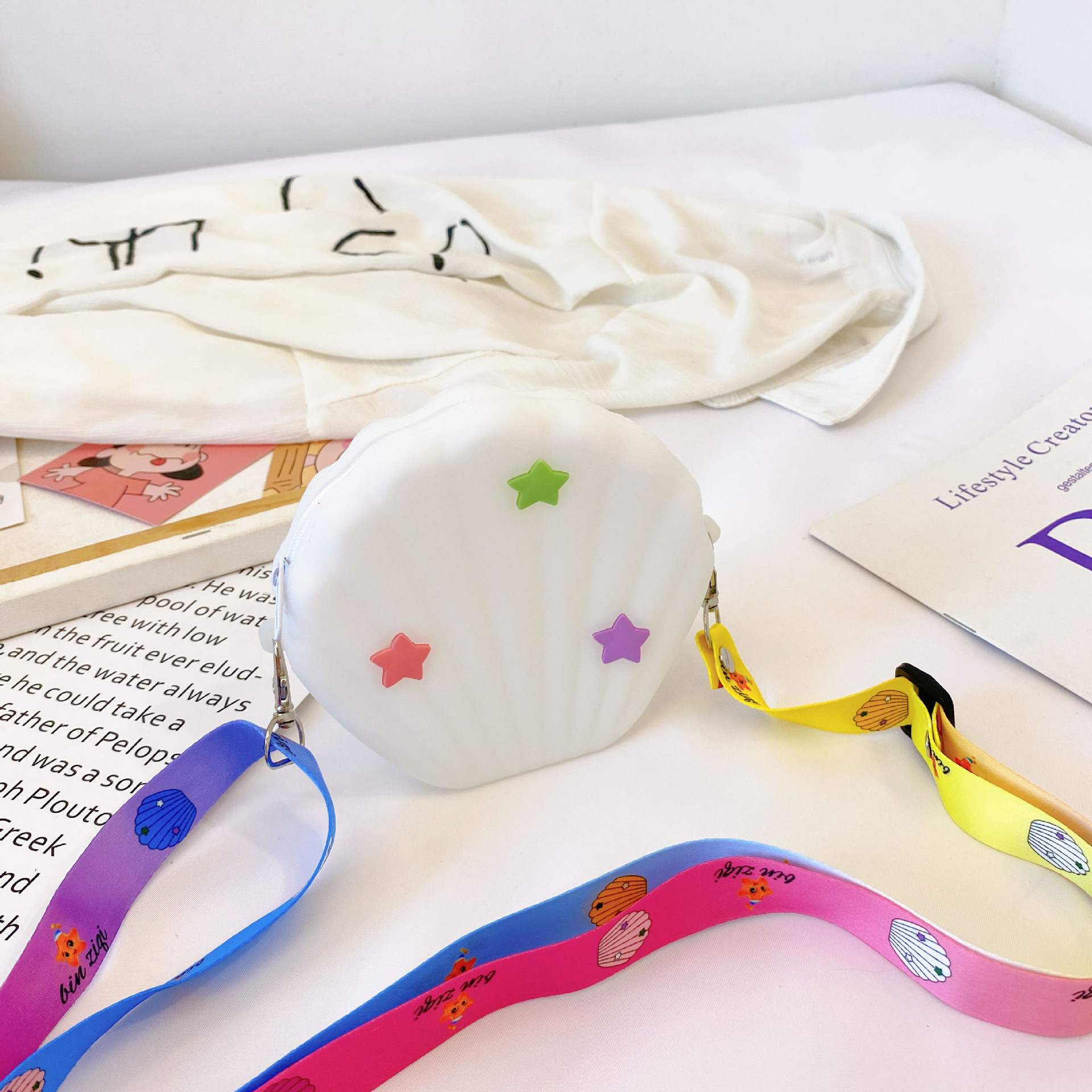 Children's Messenger Bag Silicone Five-Pointed Star Shell Accessory Bag image