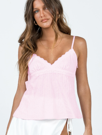 Y2K Lace Patchwork Pink Crop Top - Image 1