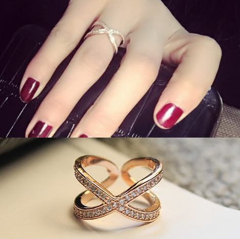 Cross Hollow-out Micro-inlaid Mud Rhinestone Ring Image 1