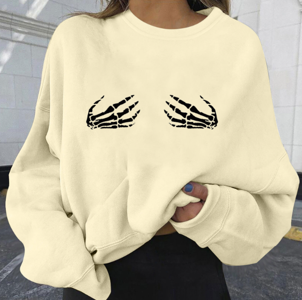 Skull Print Pullover Sweatshirt Image 4