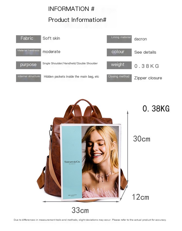 PU Leather Backpack - Black