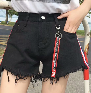 High-Waisted Denim Shorts Image 1