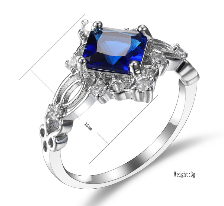 Square Platinum Color Diamond Ring Image 5