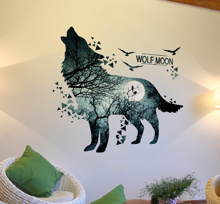 Wolf Moon Forest Night Wall Decal