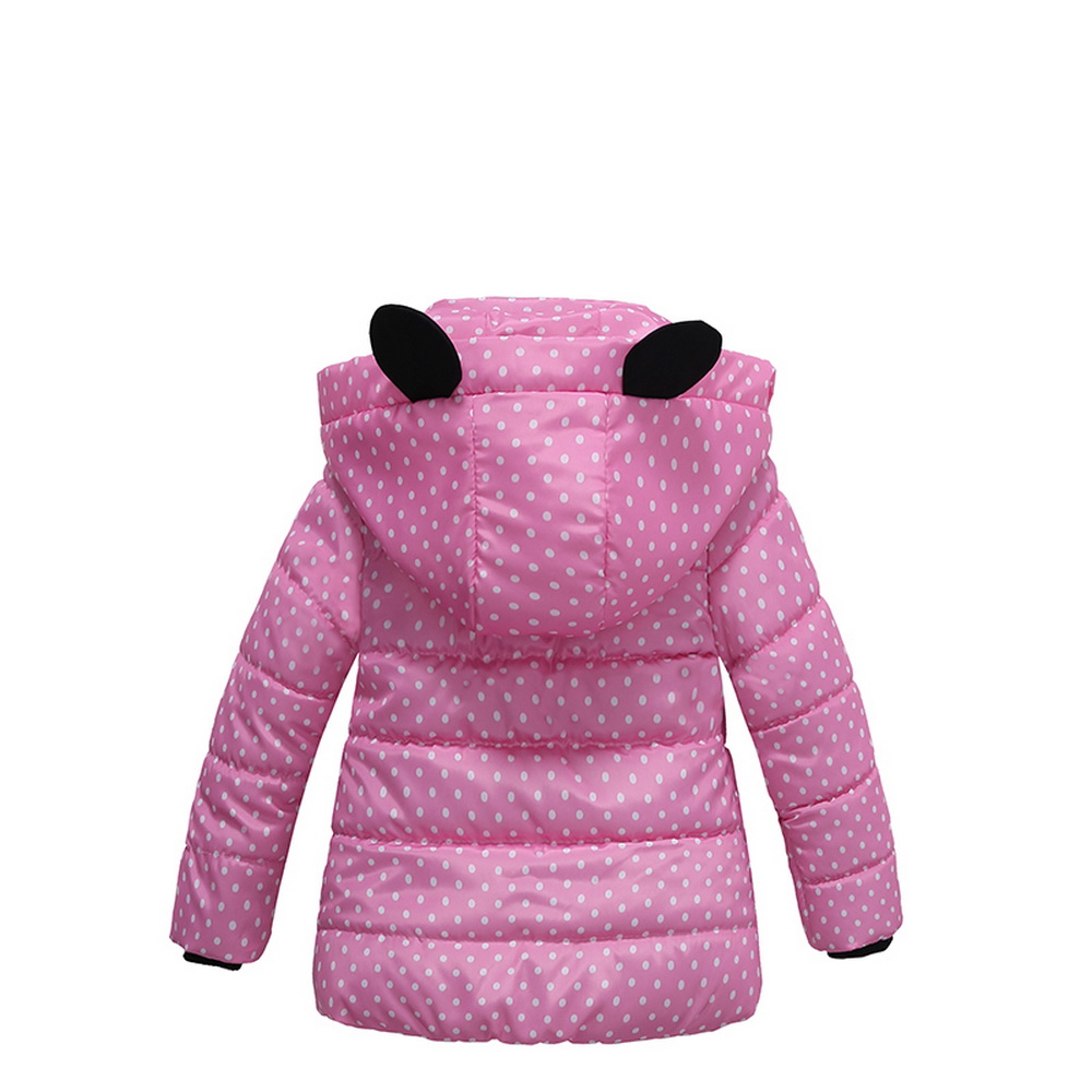 Girls Winter Coat Hooded Dot Animal Design Puffy Jacket image