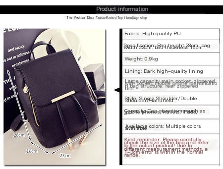 Classic Commuter Travel PU Backpack