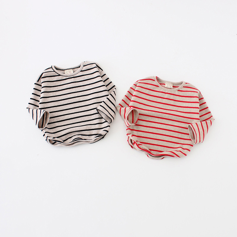 Baby cotton striped round neck top image