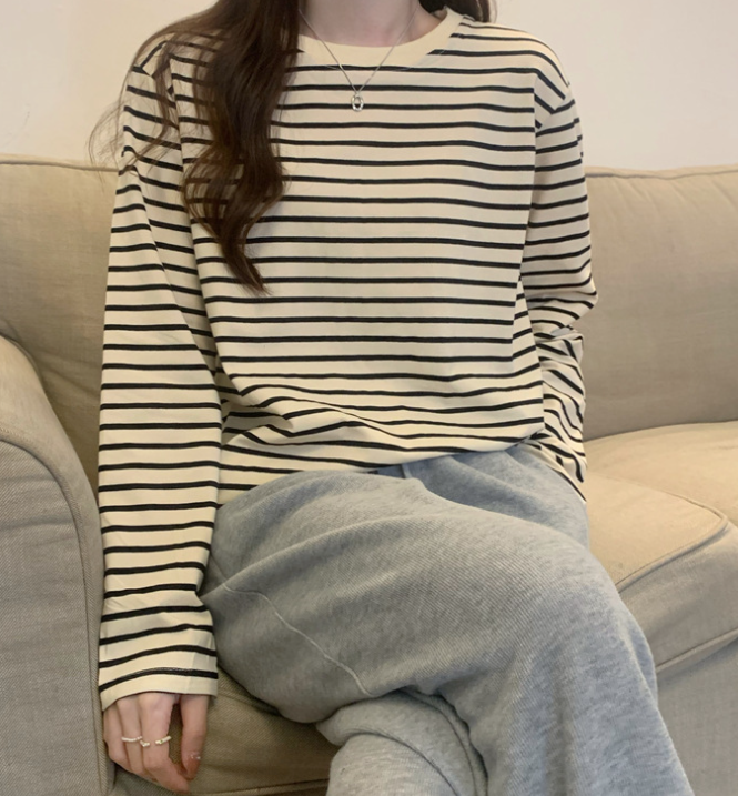 Women's Loose Long-sleeved Striped Shirt Image 4