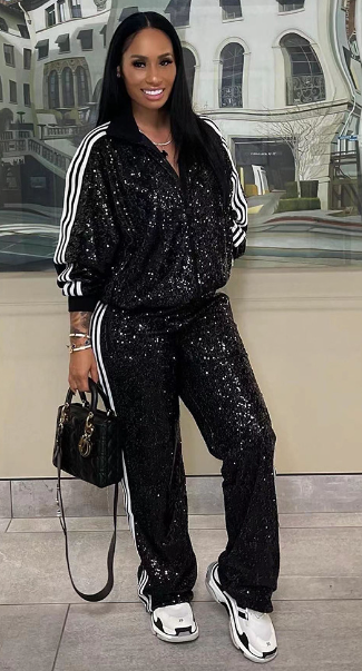 Sequin Pantsuit Set Image 2
