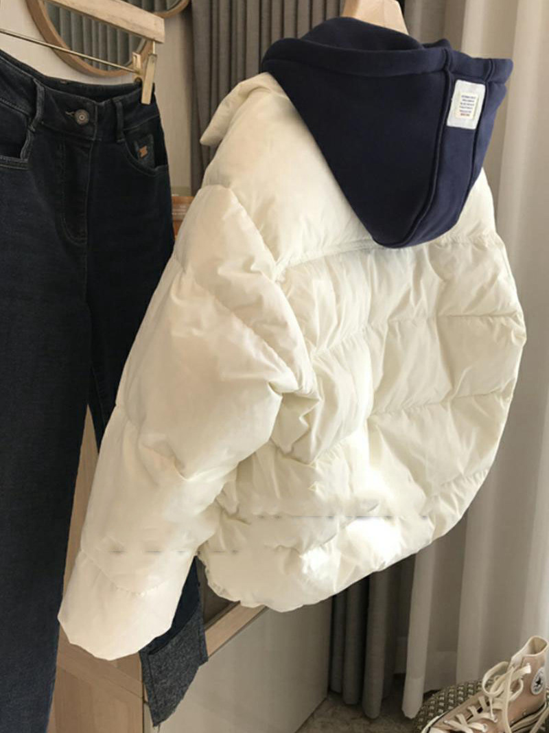 Women’s Fake Two-piece Hooded Sweater Down Jacket Image 5