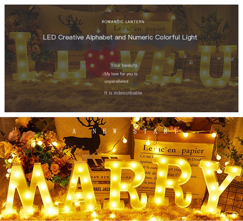 led letter Light Digital modeling night light romantic surprise decorative light proposal to express happy birthday light