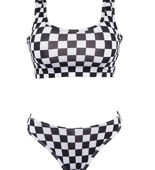 New Plaid Sexy Crop Top and Bikini Set 1