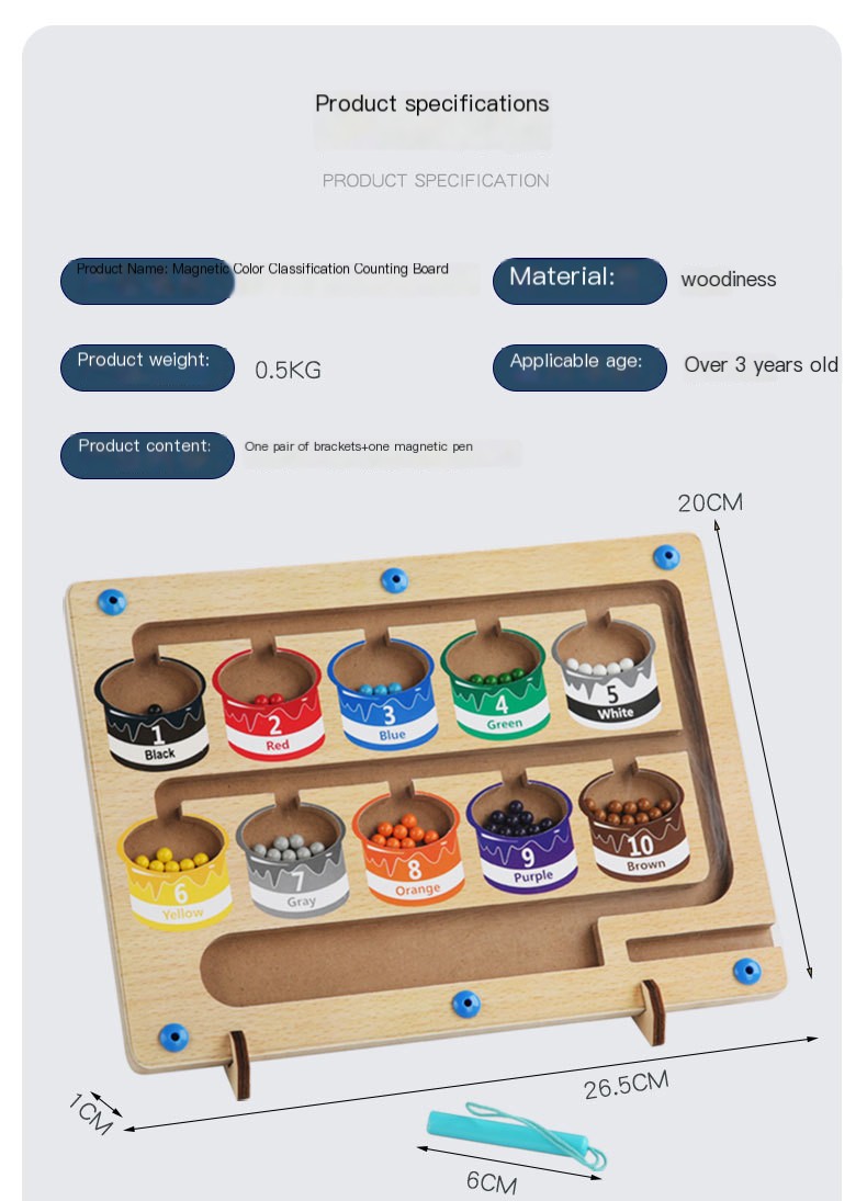 Magnetic Counting and Color Sorting Board