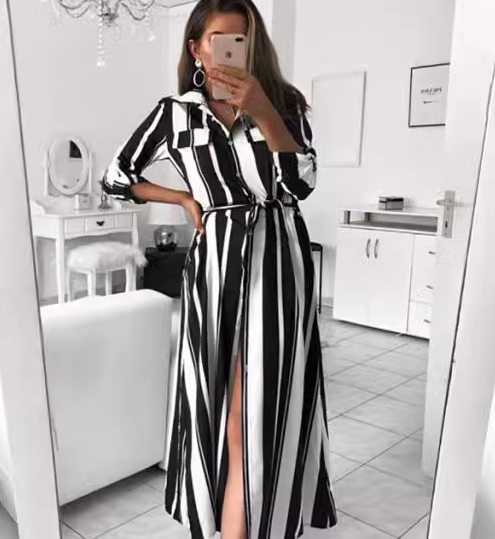 Colorful Striped Shirt Dress 3