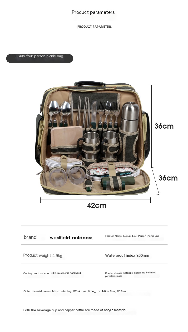Bolsa de picnic de lujo para 4 personas