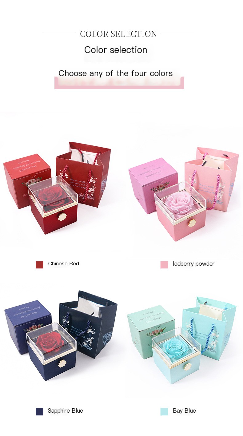 Creative Rotating Valentine's Day Eternal Flower Gift Box Rose Jewelry Box Ring Box Necklace Box Jewelry Packaging Box