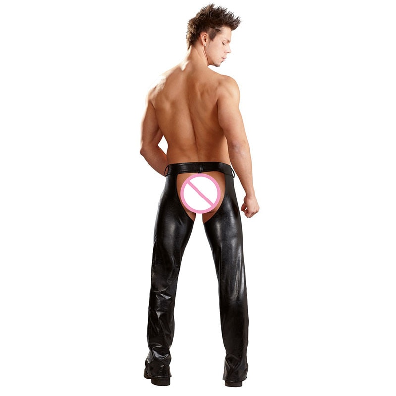 Open-crotch leather pants 3
