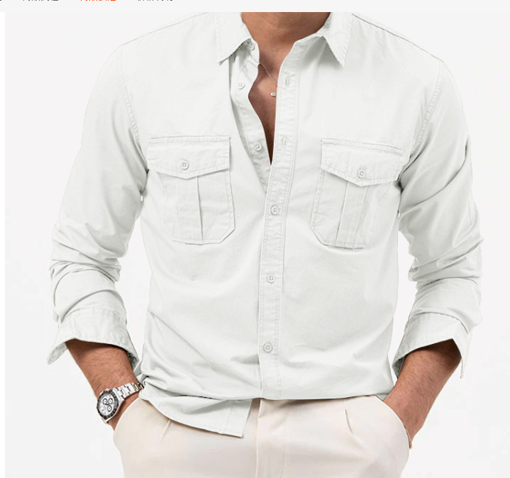 Slim Fit Multi-Pocket Workwear Shirt Image 3