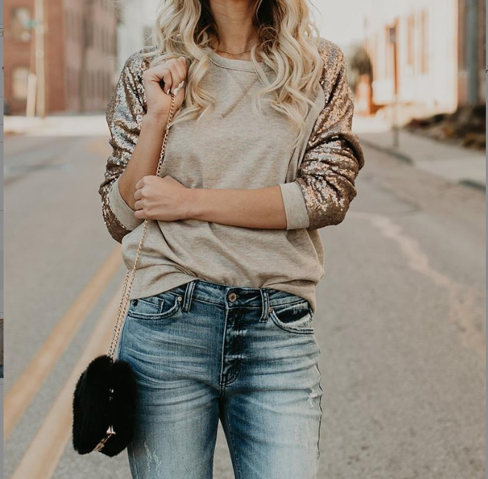 Sequin Stitching Long Sleeves