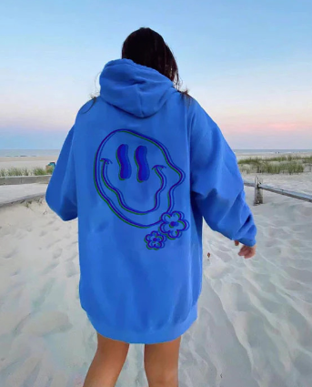 Colorful Letter 3D Printed Loose Hooded Sweater 6