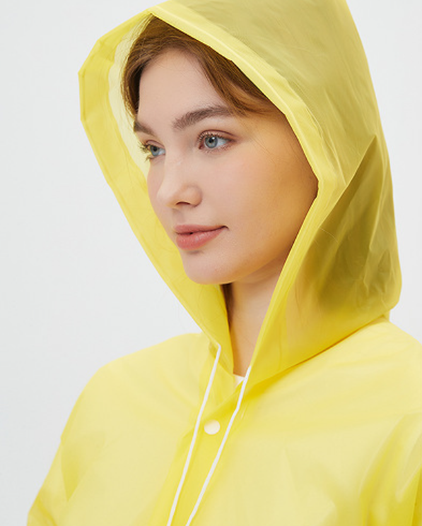 Windproof Rain Poncho for Adults, Reusable Waterproof with Hood and Adjustable Arms, EVA Material