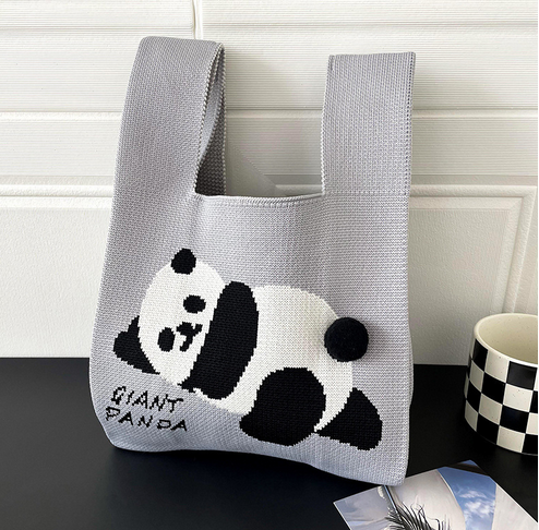 Vest Bag Knitted Cute Panda Shoulder Handbag
