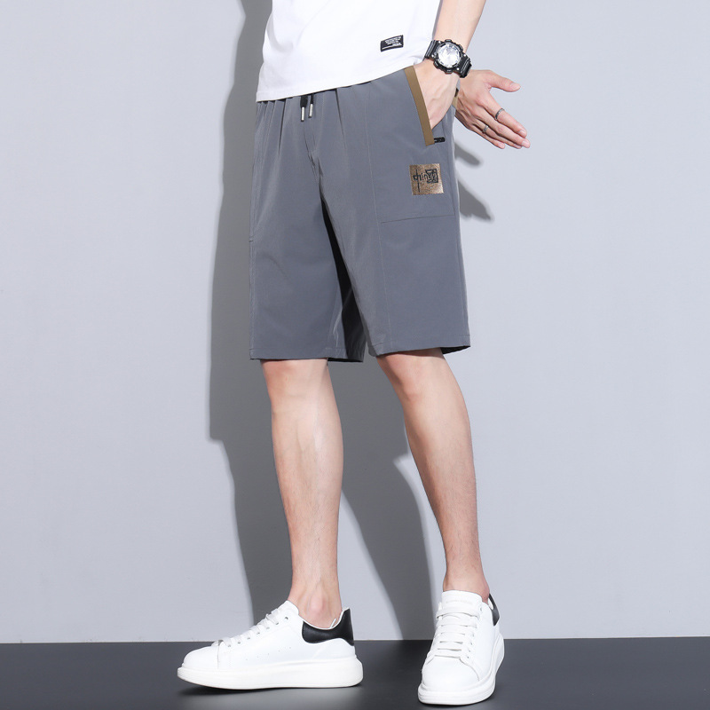 Men's Shorts Summer Outside Wear Thin Section of the Trend of Casual Sports Loose Ice Silk Quick Dry Beach Pants image