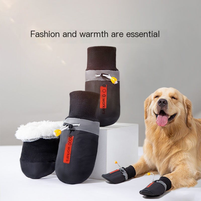 Autumn and Winter Plush Warm Pet Shoes Sky Blue