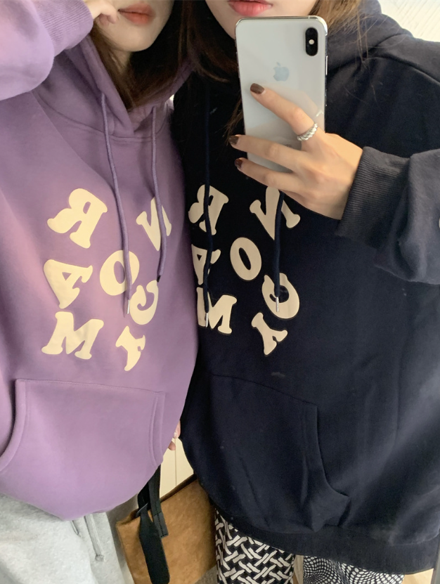 Women's Loose Hooded Plus Fleece Sweater Style 1