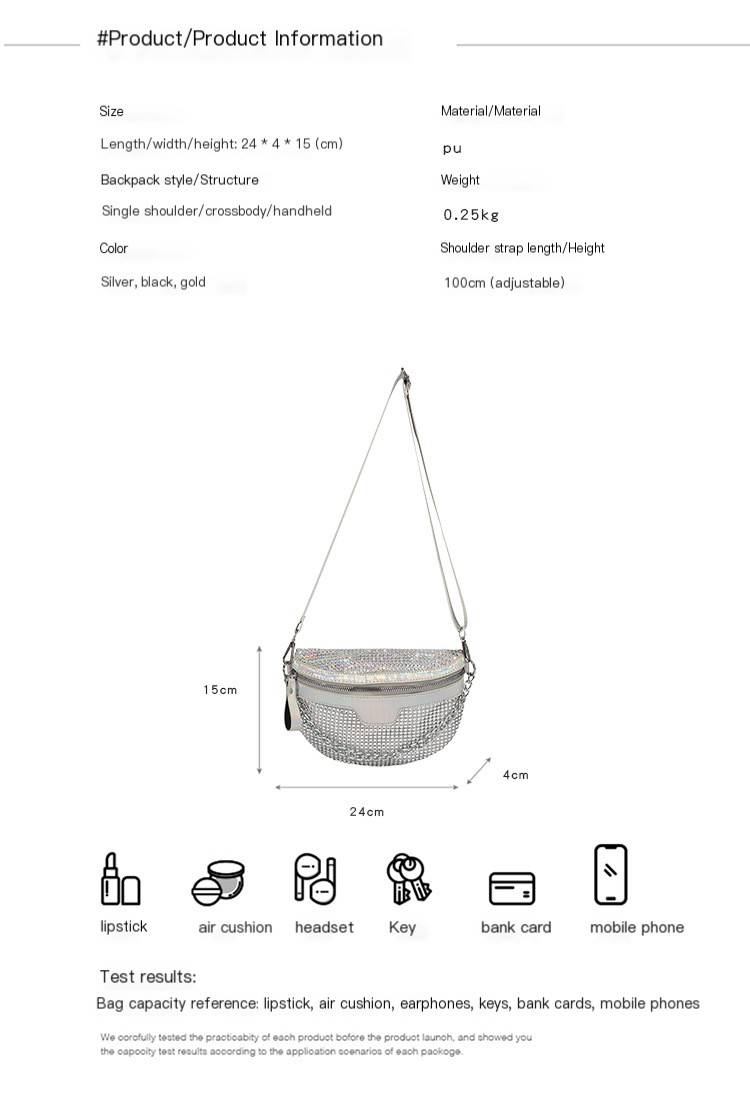 Trendy Crossbody Bag - Silver