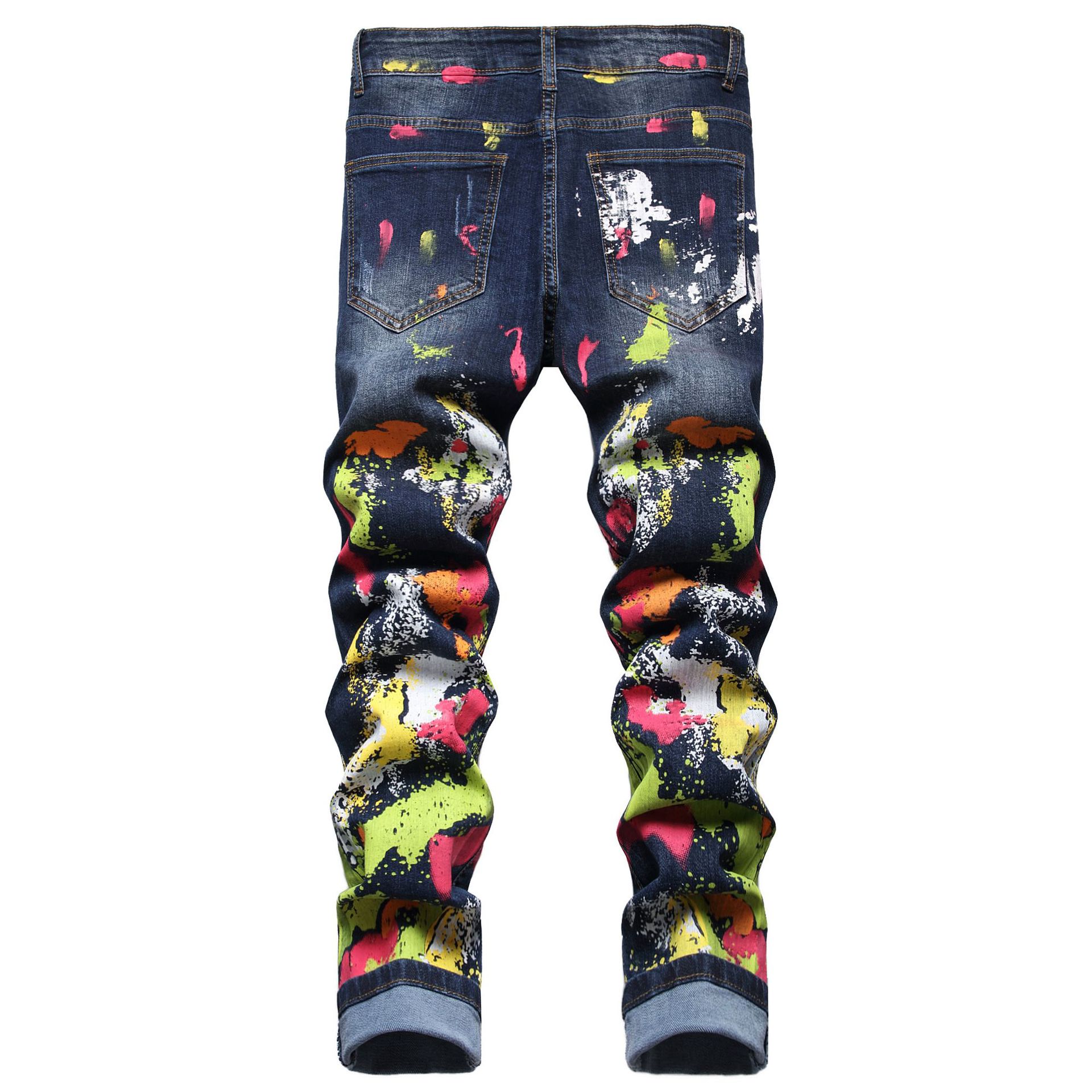 Men's Fashion Patch Contrast Slim Jeans - Image 3
