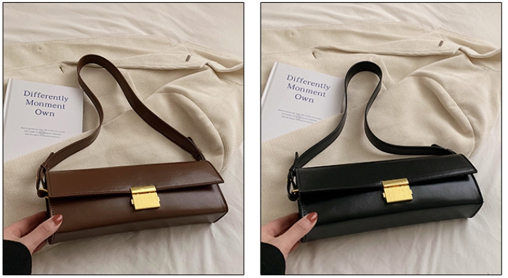 Niche Baguette Bag in Brown