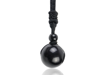 Detailed view of Obsidian Necklace